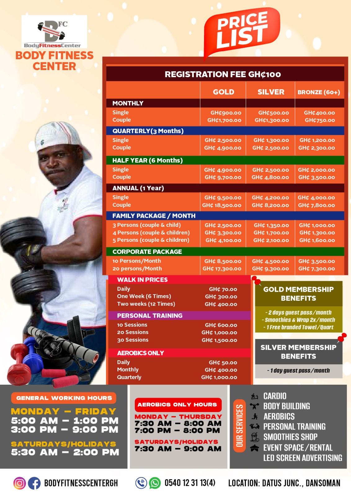 Body Fitness Center Price List